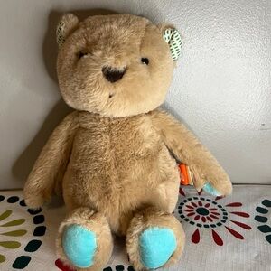 Softies Tan Teddy Bear Teal Paws Soft Plush Stuffed Animal